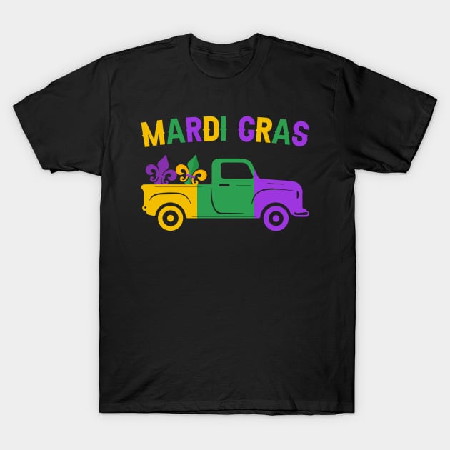 Mardi Gras Truck - Funny New Orleans Fleur-De-Lis Parade T-Shirt by Pizzan